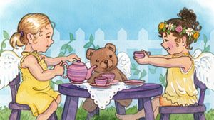 Tiny angels having a tea party