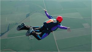 A woman skydiving